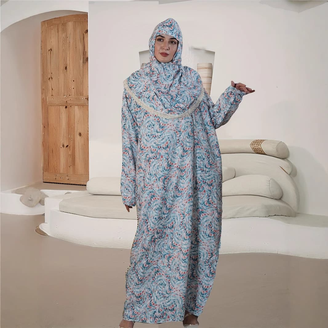 Cross-Border Trade Modest Long Dress Plus Size Women's New Hooded Fashion Printed Dress