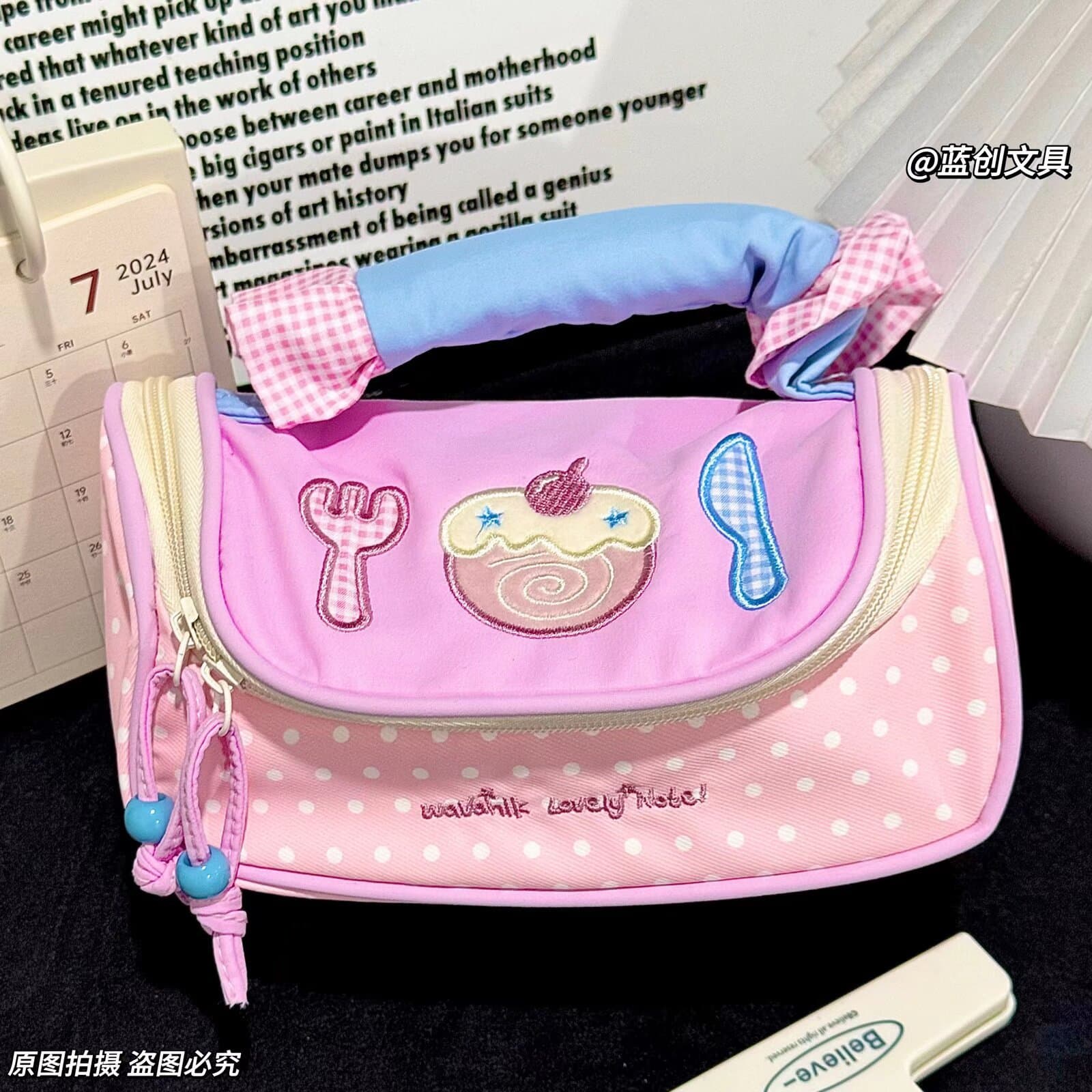 Macaron Cartoon Portable Pencil Case for Elementary Students, Simple Large-Capacity Stationery Bag, Ins Sweet Style Pencil Box