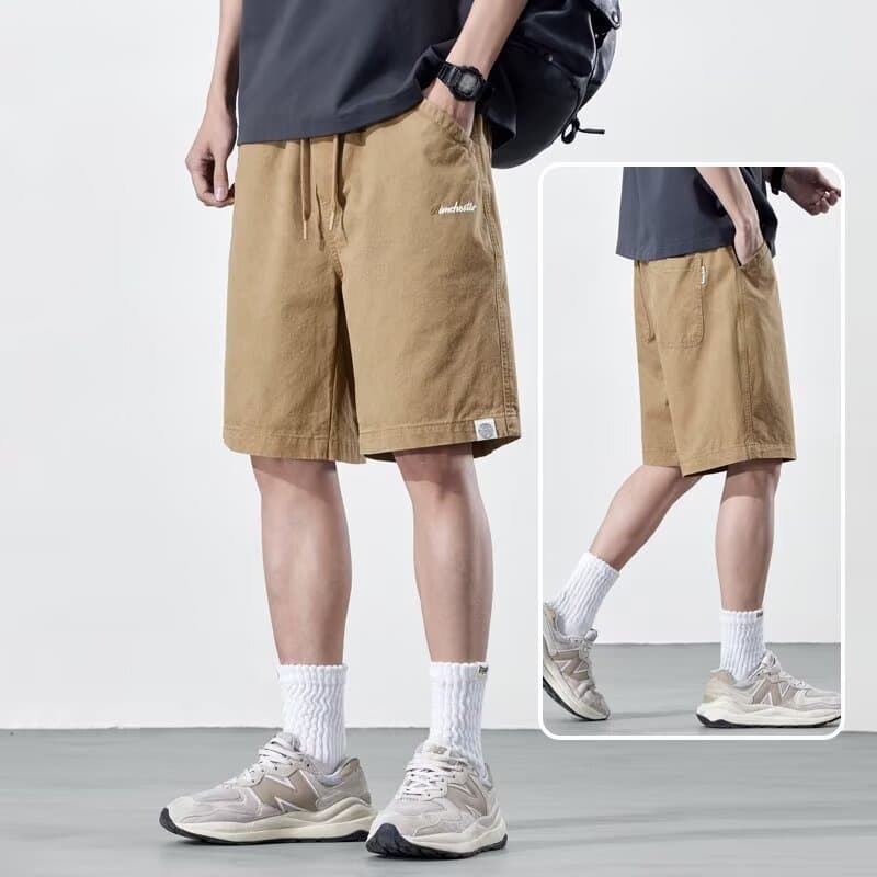 Khaki Cargo Shorts for Men Summer 2026 New Style Teenager Riding Pants Sports Casual Knee-Length Shorts