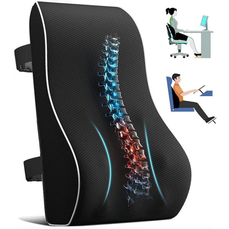 Memory Foam Lumbar Support Backrest Cushion Ergonomic Office Chair Wheelchair Seat Pad Universal Car Comfort Accessory