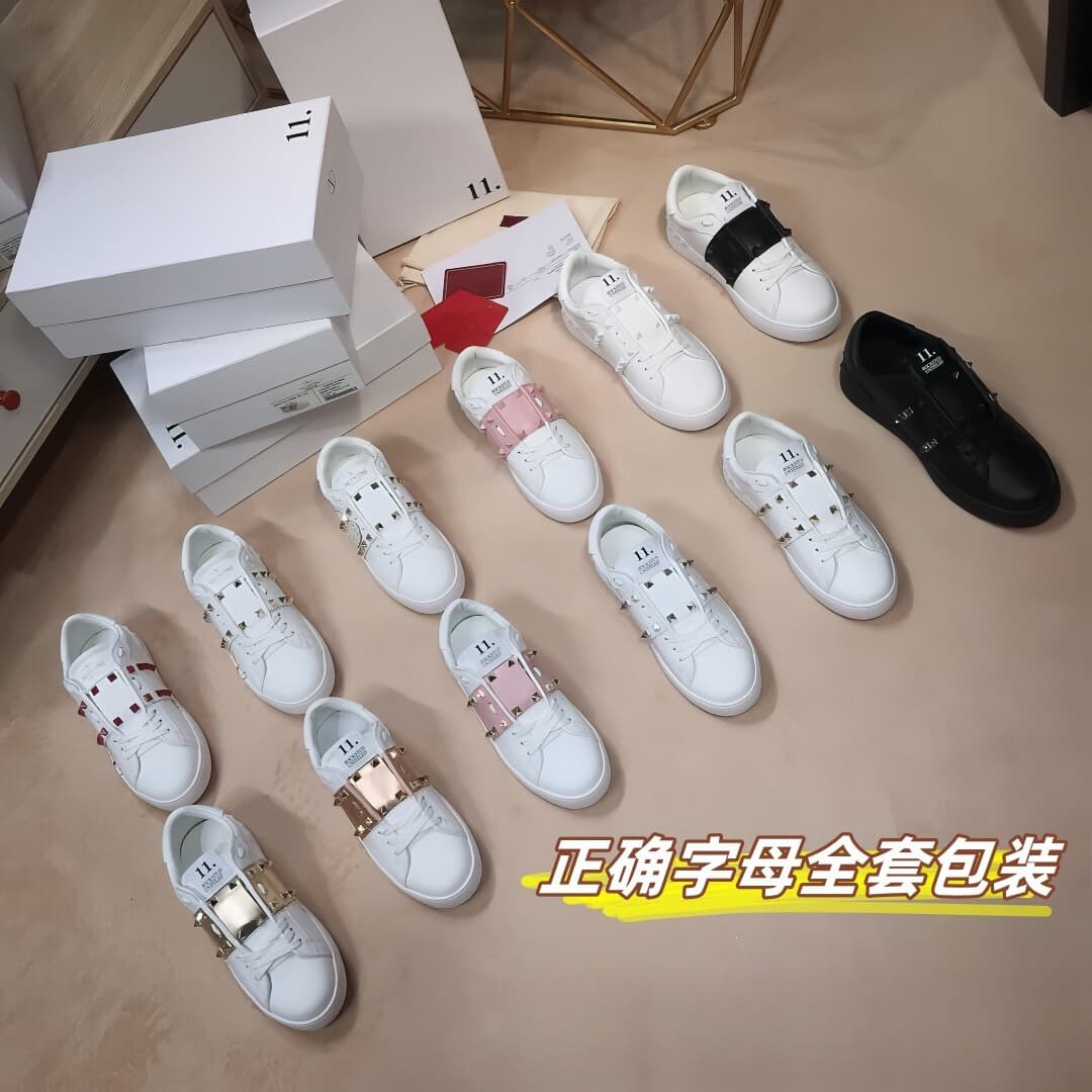 VT Willow Studding White Sneakers for Women, Spring/Summer Fashionable Versatile Unisex Sports Shoes, White Thick-Soled Height-Increasing Couple Sneakers