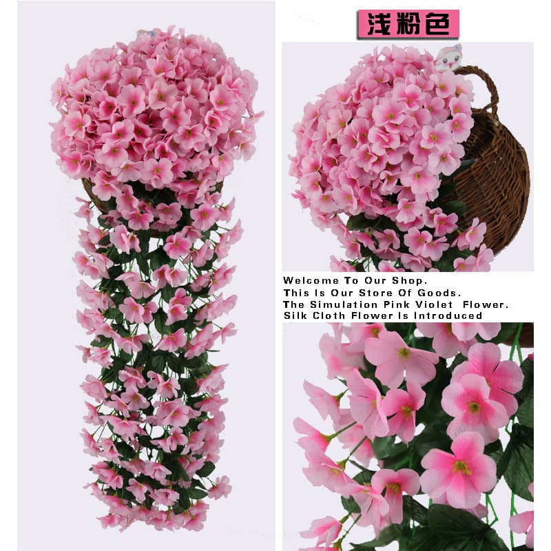 Artificial Purple Wedding Vine Diaolum Wall Hanging Silk Flower Display Window Balcony Decoration 18 Hydrangea Fake Flower Vane