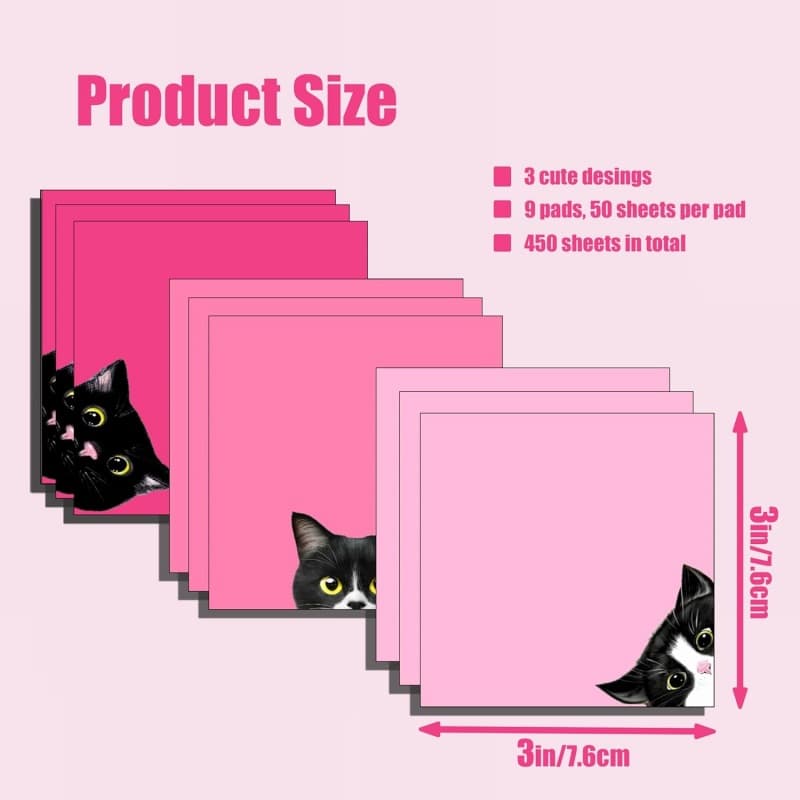 Cross-border cute cat animal themed sticky notes, strong adhesive, colorful 3D sticky note set, creative notepad paper