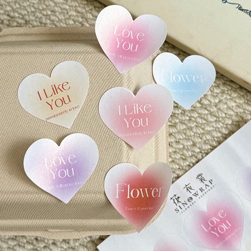 Heart-shaped confession stickers Chinese Valentine's Day floral bouquet gift packaging decoration stickers diy material