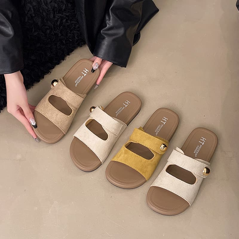 Birkenstock Sandals Women Roman Summer Open Toe Flat Metal Buckle Thick Sole Half Slippers Trendy Wholesale