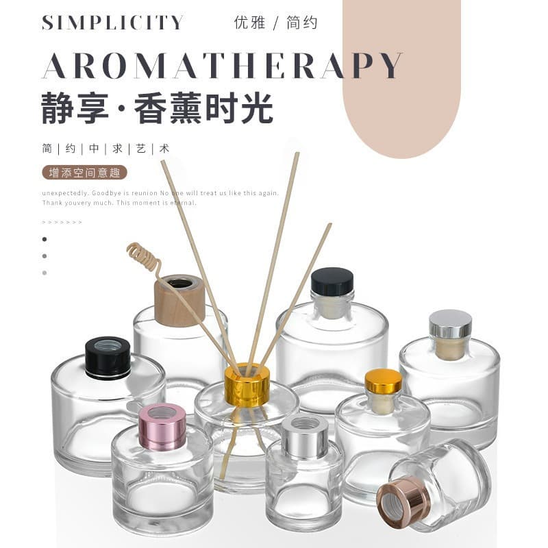 Wholesale Glass Aromatherapy Bottle, Living Room Dining Table Decoration Cylindrical Diffuser Bottle, Rattan Volatilizer Perfume Bottle, Vintage Diffuser Bottle
