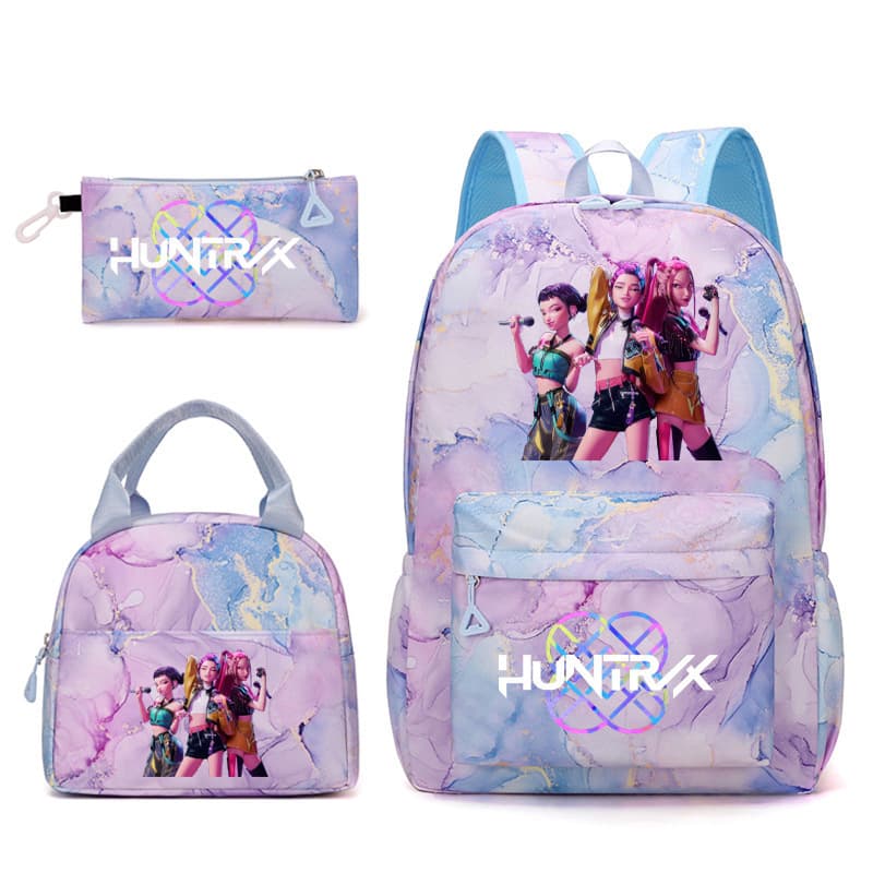 Cross-border new kpopn witch hunter backpack primary school student college style school bag travel backpack three-piece set