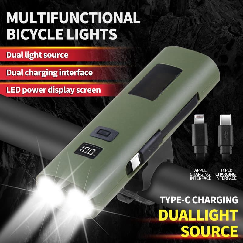 Cross-border New Multi-functional Power Bank with LED Bicycle Light, Built-in Data Cable, Outdoor Riding High Beam Lamp