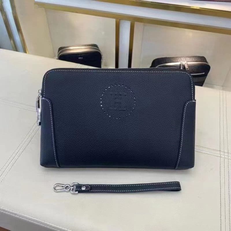 New Genuine Leather Men's Clutch Bag Large Capacity Combination Lock Fashionable Wristlet Handbag