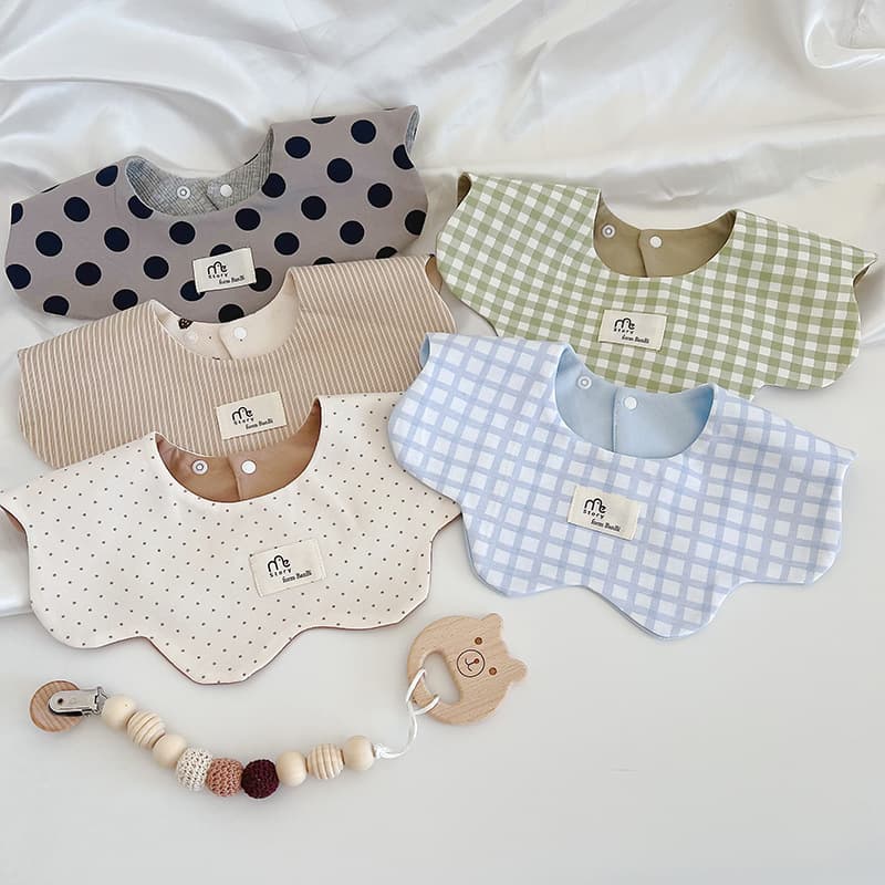 Instagram Korean Style Autumn New Baby Cotton Bibs, Versatile Double-Sided Drool Bibs for 0-2 Years Old