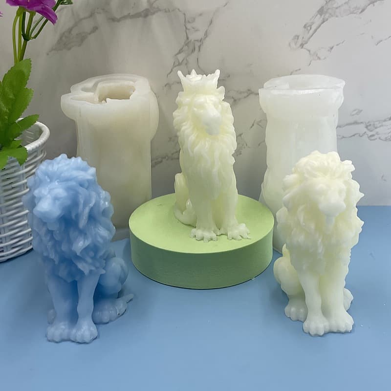 3D Sitting Lion King Silicone Mold DIY Lion Scented Candle Aromatherapy Stone Ornament Animal Plaster Silicone Mold