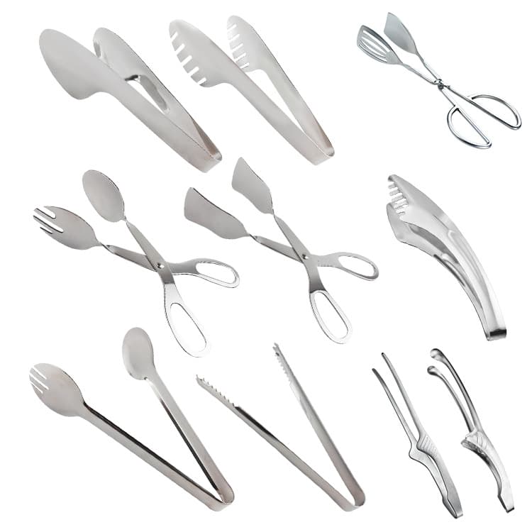 Stainless Steel Food Tongs, Scissor-Type BBQ Tongs, Multi-Purpose Serving Tongs, Restaurant Bread Tongs, Steak Tongs
