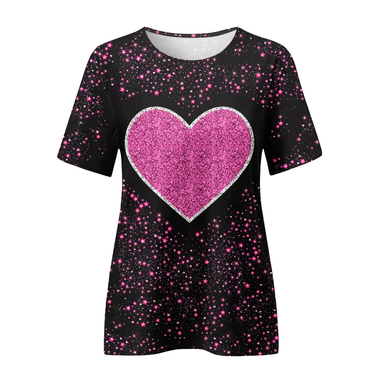 POD one piece custom-made Valentine's Day short-sleeved cross-border 3D printed love short-sleeved women's fashion POD one-piece customization