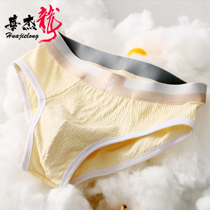 Huajielong Men's Briefs, Cotton Underwear, Plus Size, Simple, Breathable, Thin, Trendy, Dropshipping Available
