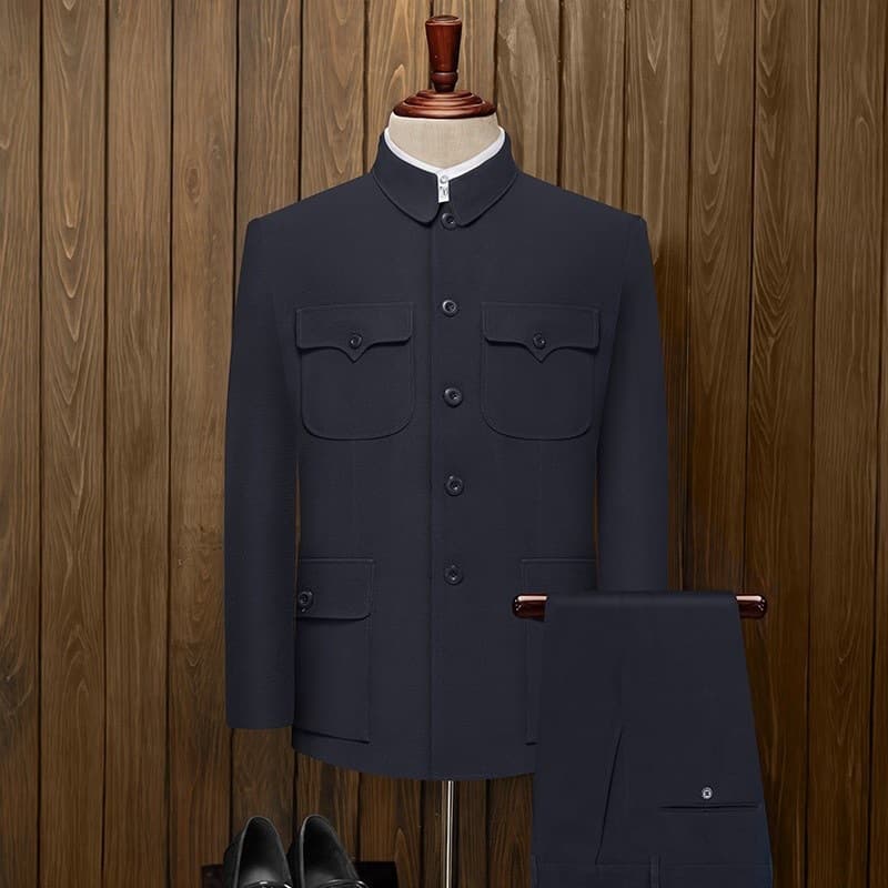 High-End New Chinese Style Middle-Aged and Elderly Zhongshan Suit Old People Clothes Grandpa Outfit Autumn Winter Tang Suit Jacket Dad Zhongshan Suit