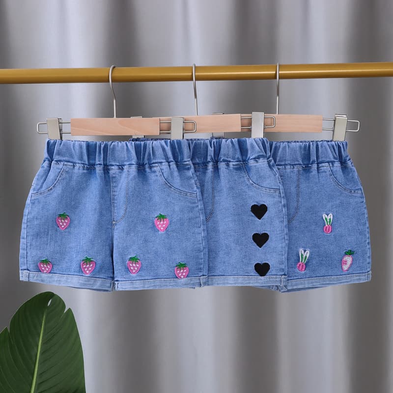 Girls' Denim Shorts Summer Style Children's Jeans Girls' Pants Thin Kids' Baby Elastic Outerwear
