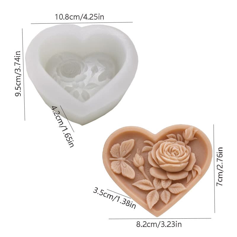 Handmade Soap Silicone Mold Soap Candle Mold Ice Sculpture Mold Cake Silicone Mold Heart Shape Rose
