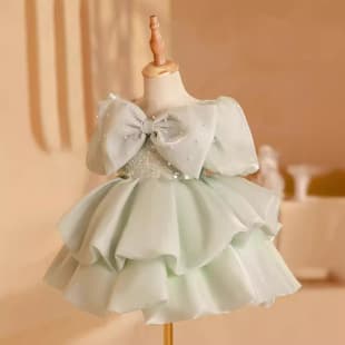 Girl Princess Dress 2026 New Children's Cute Birthday Short Skirt Little Host Catwalk Piano Performance Dress