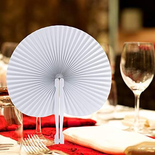 European Style Wedding White Round Paper Fan Foldable Fan Group Advertising