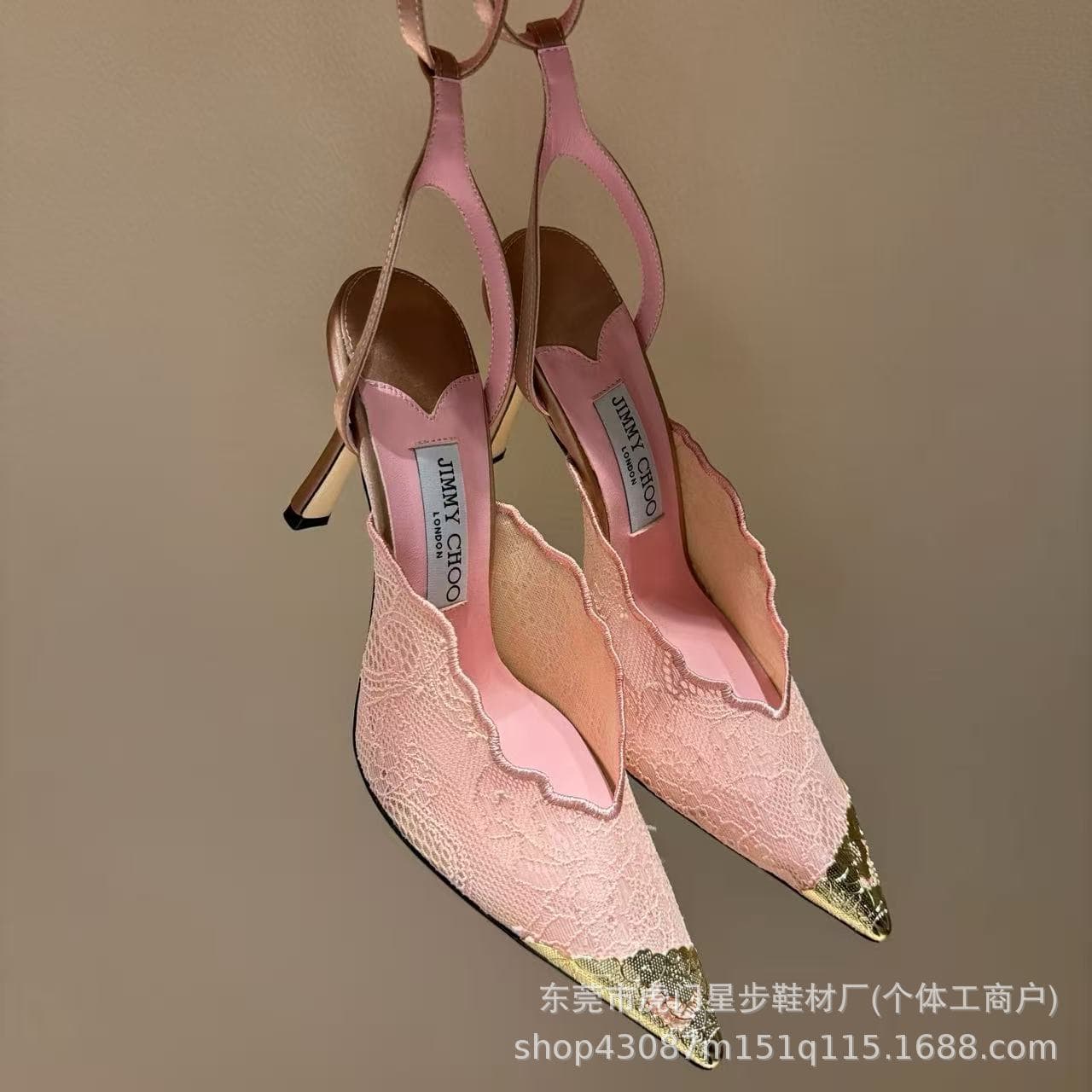 Custom New French Style Pointed Toe Thin Heel Lace High Heels Women Light Luxury Wedding Shoes One-Strap Hollow Sandals