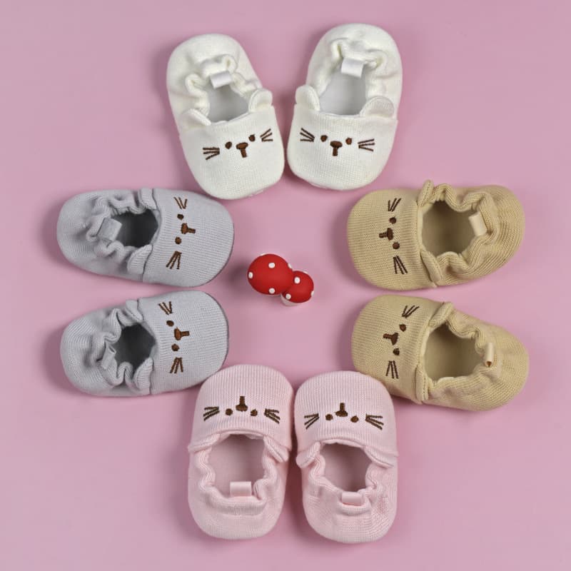 Cartoon Baby Walking Shoes for 0-1 Year Old, Knitted Wool Shoes, Non-Slip Soft Sole, Infant Shoes for Newborns