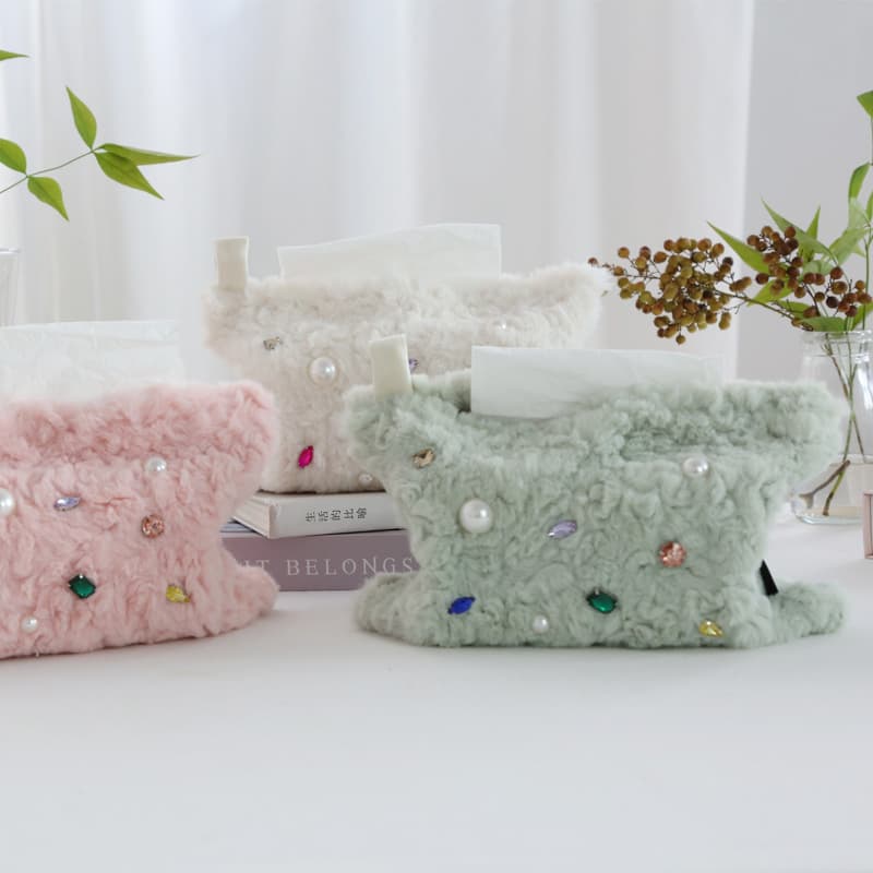 Meizuo Elements Plush Rhinestone-Studded Tissue Bags for Home Living Room Bedroom Tissue Boxes and Packs Factory