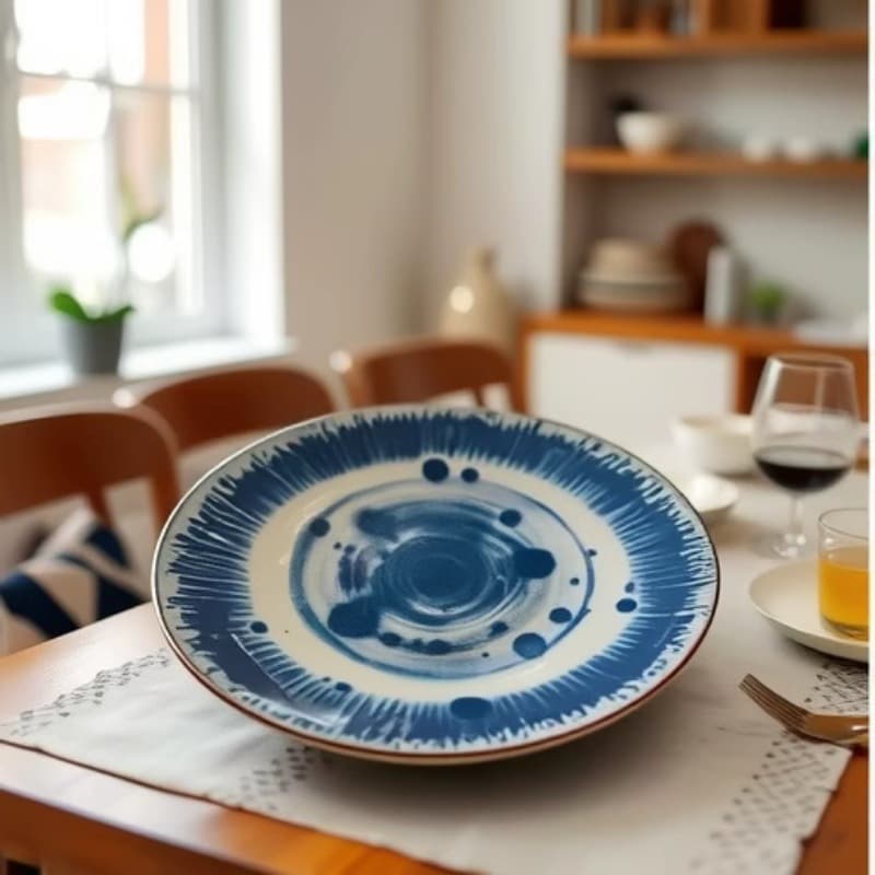 Ceramic tableware simple printed underglaze color imitation kiln-turned ceramic plate soup plate dinner plate household vegetable plate foreign trade export