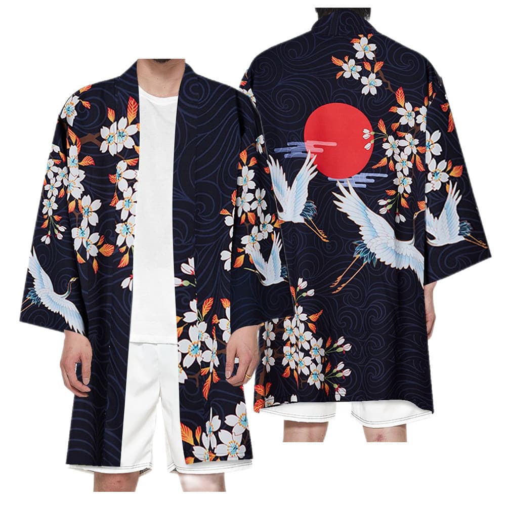 Foreign trade Amazon national trend ukiyo-e dragon pattern cosplay accessories cardigan kimono haori cloak Taoist robe print