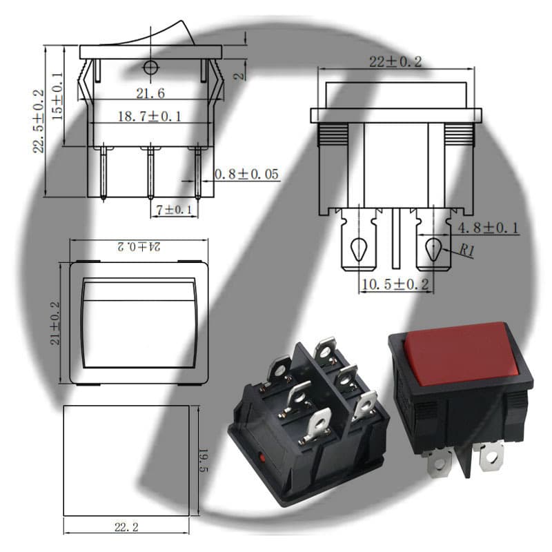 Rocker Switch KCD 2-Pin 3-Pin Round Square Two-Position Three-Position Self-Reset Button Toggle Power Rocker Switch