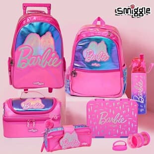 Australian Smiggle Barbie Princess Backpack and Trolley Bag for Primary and Secondary School Girls, with Lunch Box, Pencil Case, and Cup