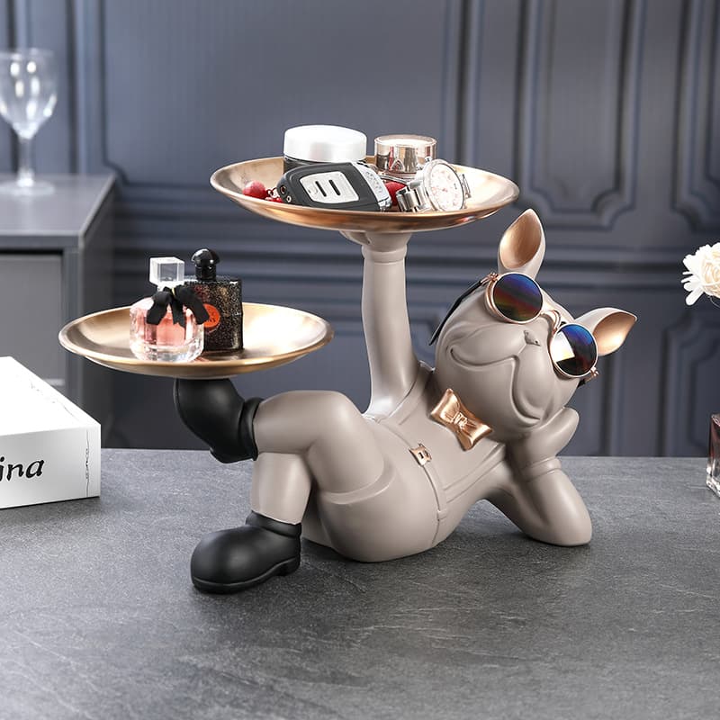Creative Bullfighting Dog Key Storage Ornament Entrance Shoe Cabinet Display Plate Luxurious Living Room Door Decoration