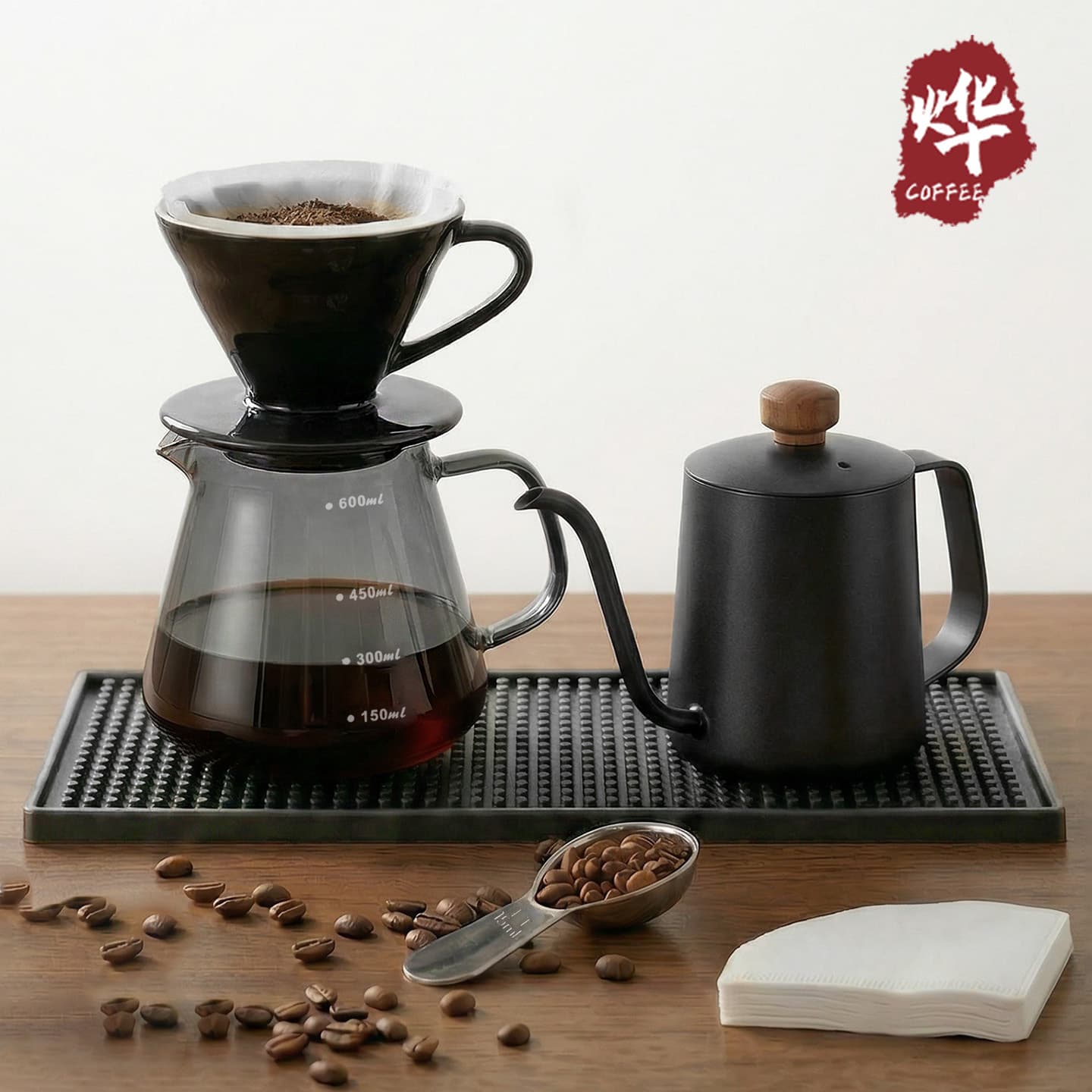 Hand brewed coffee pot gift box set home business gift logo portable outdoor gift box complete set of coffee utensils