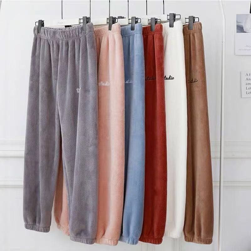Women's thickened coral velvet plus velvet high-waisted home pants, pajama pants, trousers, light and warm, loose in winter