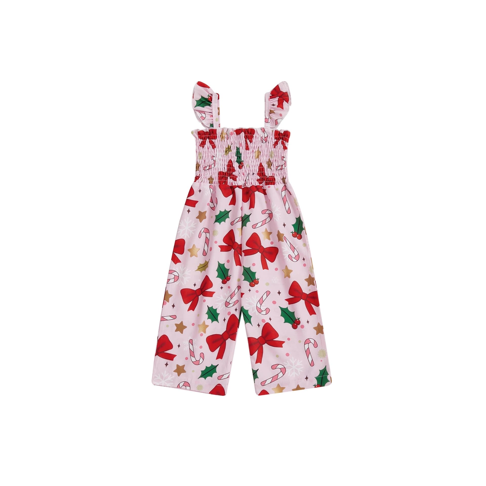 Baby Christmas Print Smocked Romper