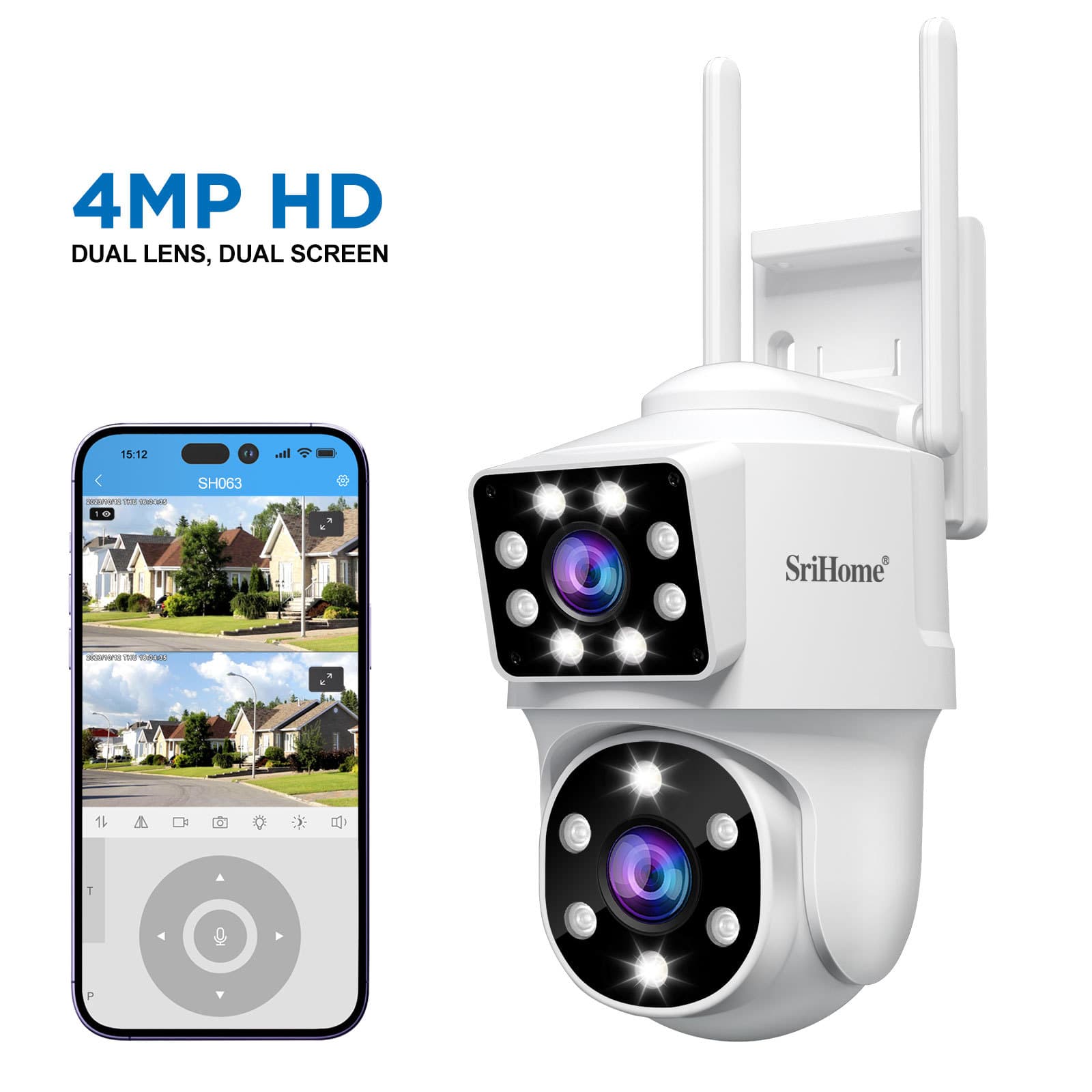 Srihome 4MP Outdoor Waterproof PTZ Security Camera with WiFi, Smart Surveillance