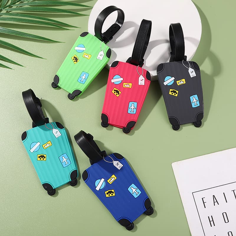 PVC Soft Rubber Luggage Tag Travel Pulling Rod Suitcase Pendant Epoxy 3D Pattern Luggage Tag Silicone Plastic Pendant