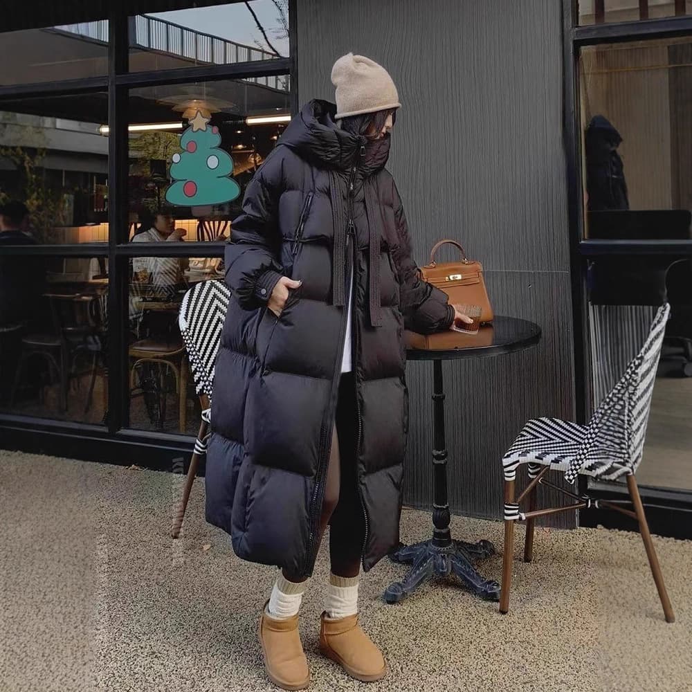 2025 New Style Thickened Down Cotton-padded Jacket for Women, Long, Over-the-Knee, Korean Style, Loose-fitting, Puffer Jacket, Versatile Winter Outerwear