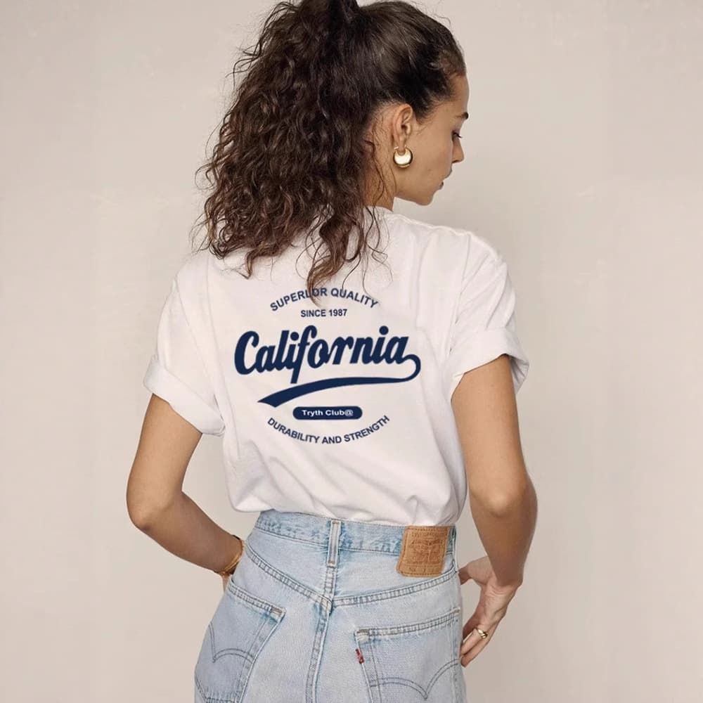 Fat mm short-sleeved T-shirt for women 2025 summer new style pure cotton loose double-sided printing trendy American retro large size half-sleeve
