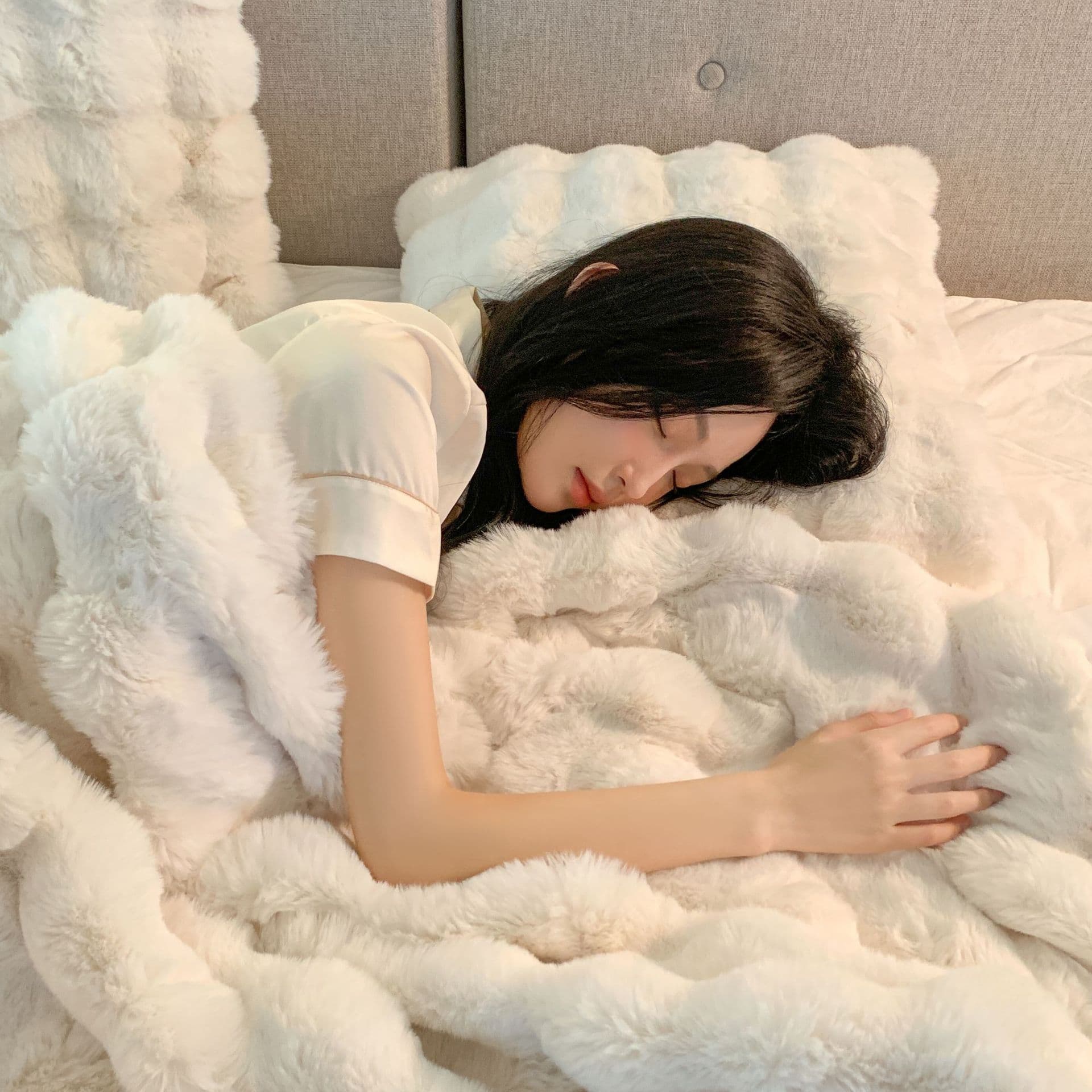 Tuscan Blanket Faux Rabbit Fur Leisure Throw Luxury Sofa Blanket Air Conditioning Fleece Thickened Warm Nap Fleece Blanket