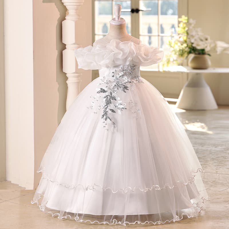 Girls' Formal Dress 2025 New Model Cross-Border Trade Children's Wedding Princess Gown Long Dress for Girls Wholesale Kids Clothing