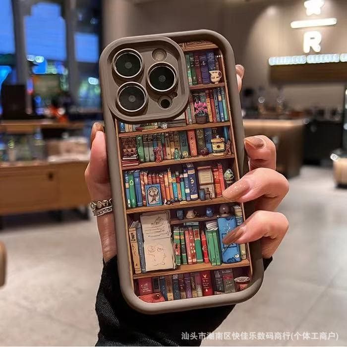 For iPhone 16 Case, Library Books Design for 11/12 ProMax, Apple 13, 15 Pro, 14