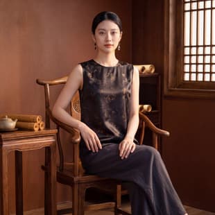 Intangible Heritage Xiangyunsha New Chinese Style Jacquard Sleeveless Top, Silk Women's Mulberry Silk Vest Tank Top Summer