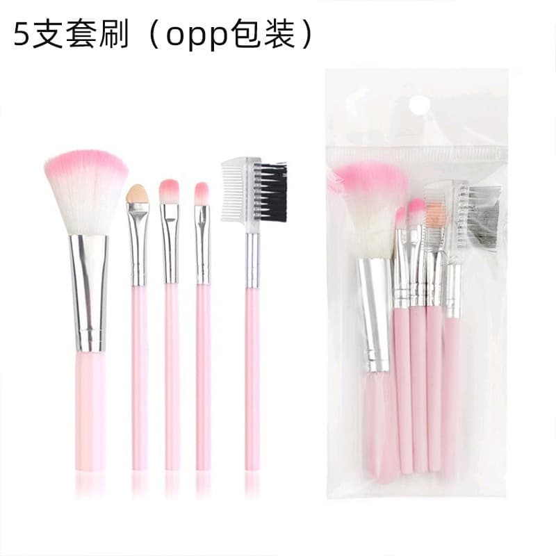 5-Piece Makeup Brush Set: Eyeshadow, Powder, Under-Eye Highlighter, Blush, Lip Brush, Eyeshadow Stick, and Eyelash Makeup Tools