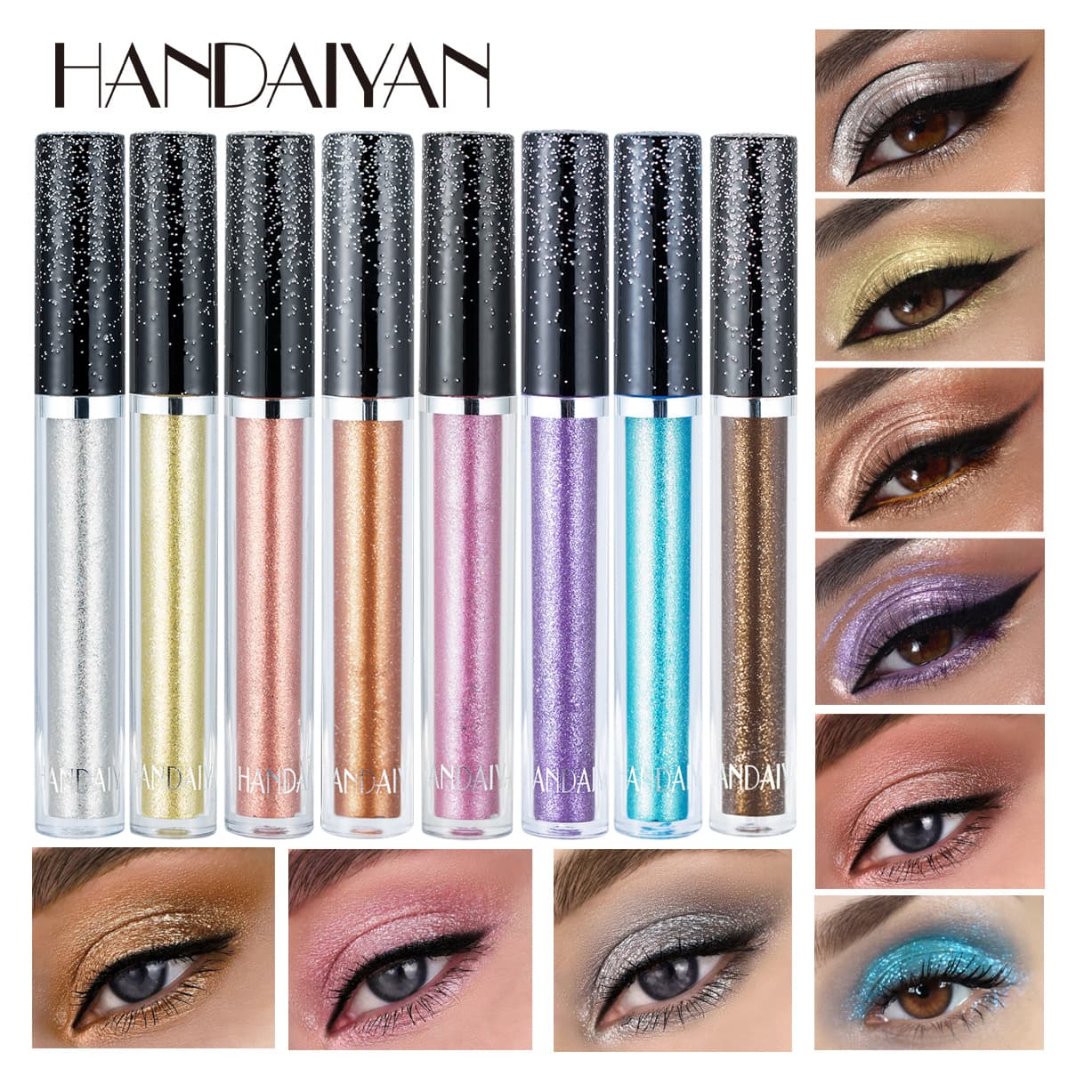Handaiyan liquid eye shadow multi-color streamer bright pearlescent natural shining eye shadow liquid highlighter