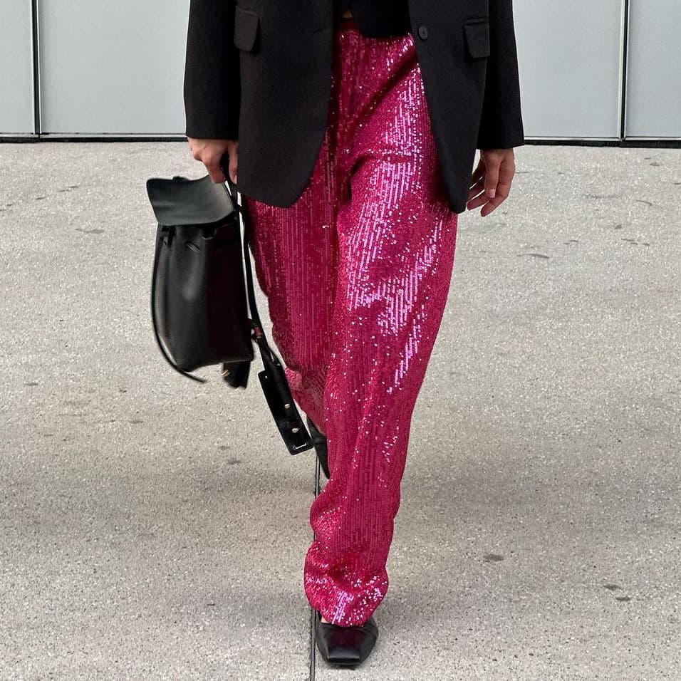 Cross-border Sequin Pants European and American Loose Women's New Wide-leg Pants Autumn Fashion Straight Wide-leg Casual Pants