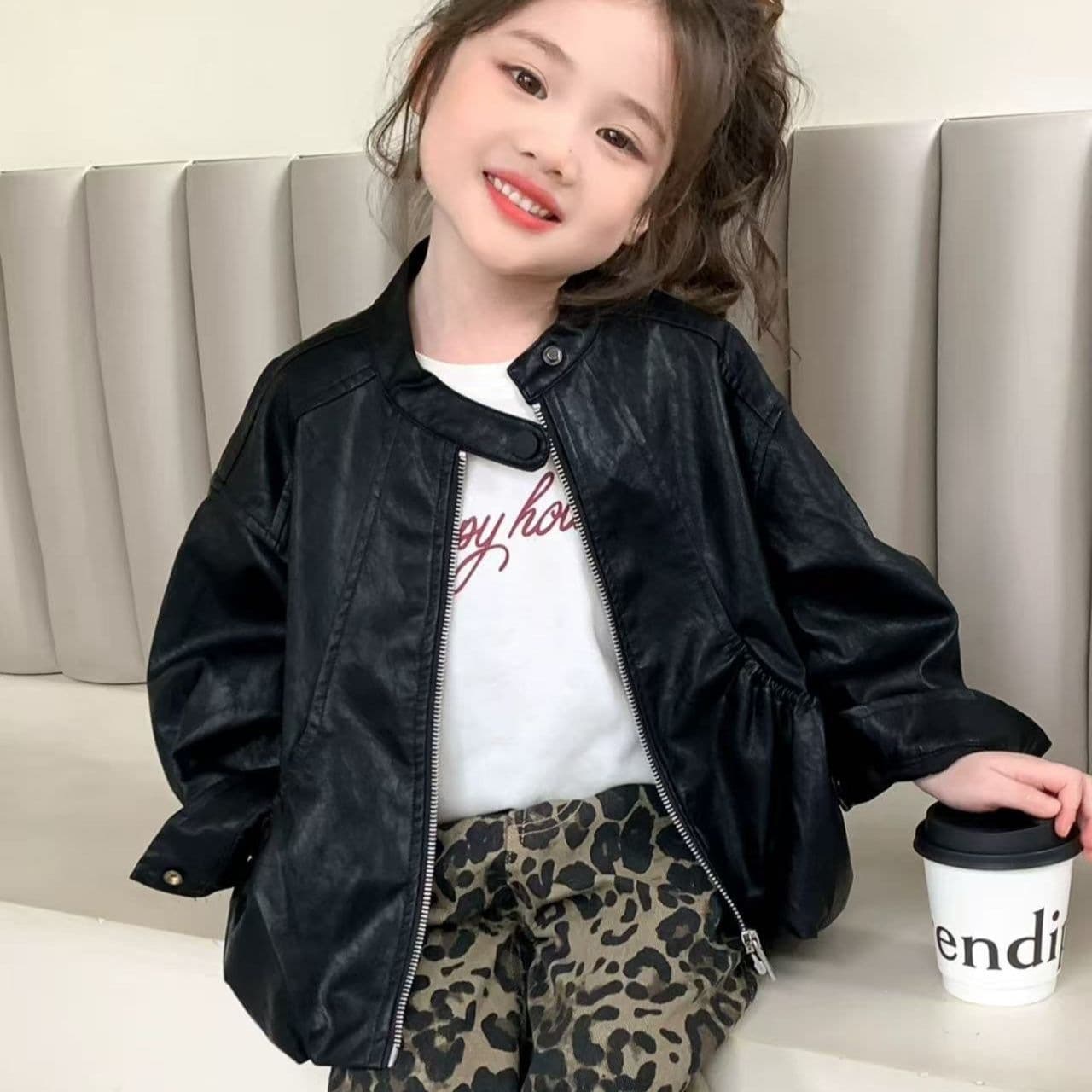 Girls' coat spring and autumn 2026 new fashion baby autumn baseball uniform jacket children's autumn clothing street leather jacket
