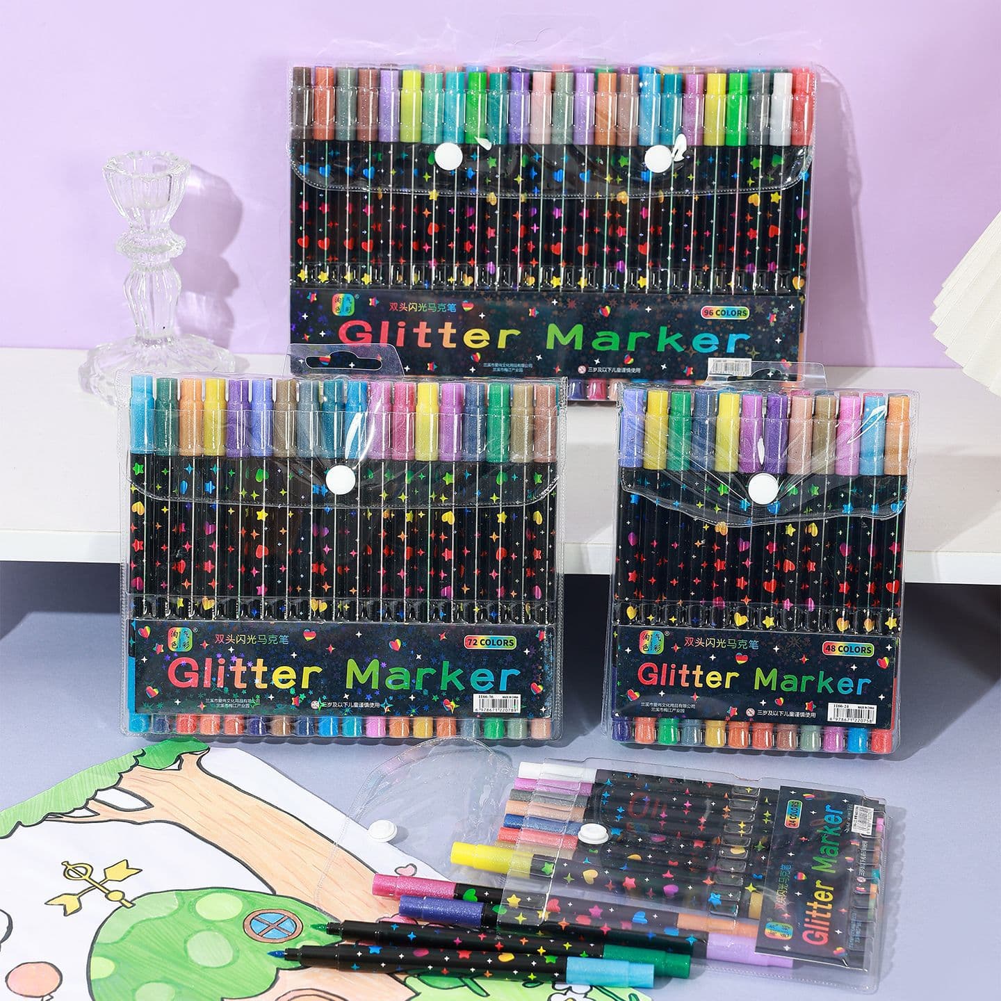 Strobe Dual-Head Acrylic Marker Set 24 Colors 48 Colors Student Art Drawing Soft Tip Waterproof Non-Bleeding Blendable