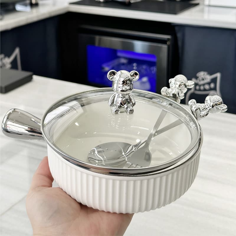 Light luxury, high-looking silver fruit bowl, handle bowl, salad bowl, household tableware, ceramic bowl, instant noodle bowl, plate, soup bowl
