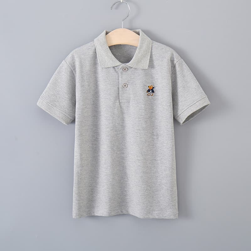 Summer Solid Color Polo Short Sleeve T-Shirt for Students, Children and Teens, Pure Cotton Turn-Down Collar, Export Quality, Ages 0-15