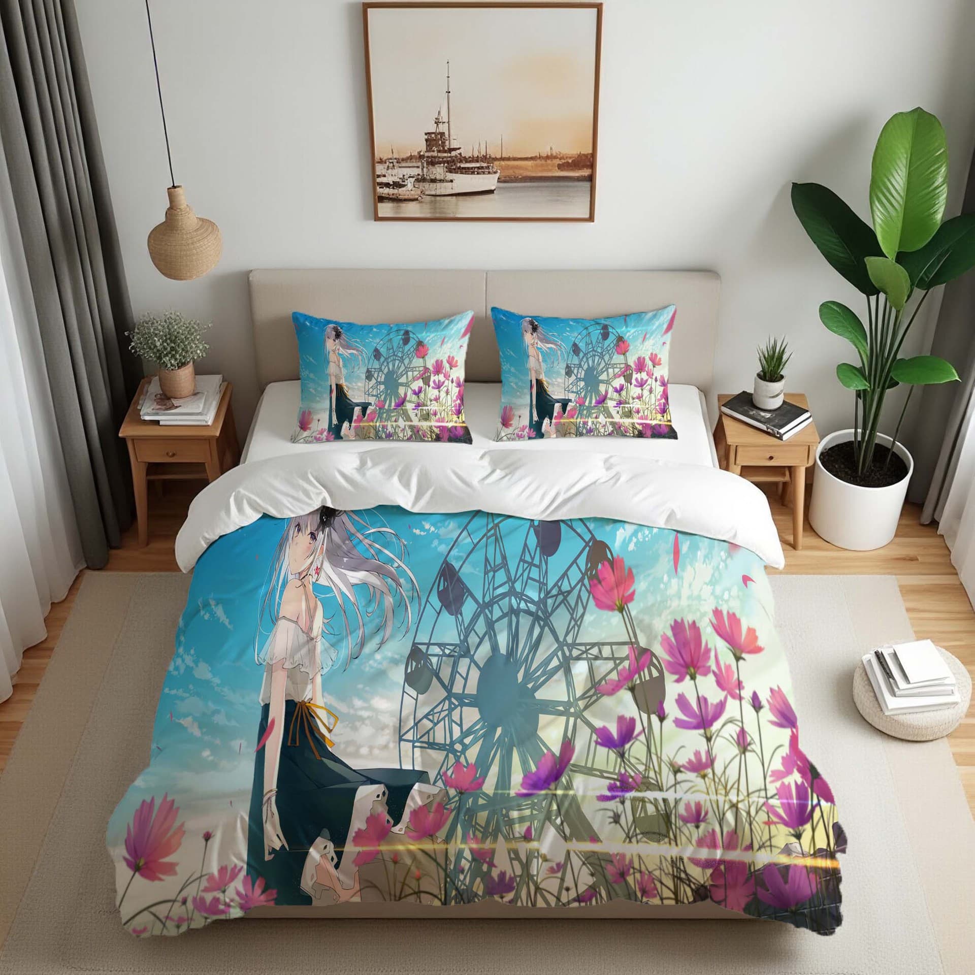 [Processing order] 3D digital print anime series three-piece bedding set, foreign trade bedding set, made to order.